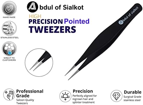 Pointed Tweezers,Needle Nose Tip, Sharp Precision Ingrown Hair, Surgical Pointed for Blackheads & Splinters/Best Tweezers for Eyebrows (Purple)