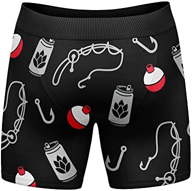 Crazy Dog T-Shirts Funny Fishing and Hunting Boxers for Men Sarcastic Deer Hunting and Fishing Joke Underwear for Guys