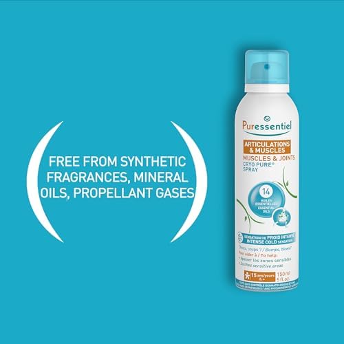 Puressentiel Muscles and Joints Cryo Pure Spray - Natural Menthol and Essential Oils Soothe Muscle Stiffness - Long Lasting Cooling Sensation - 5 oz
