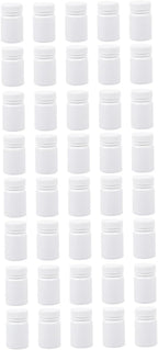 60 pcs Medicine Bottle Storage Holder Pill Capsules Empty Round Container with lid Refillable Bottle. Empty Bottles White polyethylene
