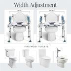 Toilet Seat Risers For Seniors Width and Height Adjustable Raised Toilet Seat With handles for Elderly, Handicap, Elevated, Pregnant, Fit Any Toilet Riser Heavy Duty Up To 400lbs