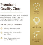 Solgar Zinc Picolinate 22 mg, 100 Tablets - Promotes Healthy Skin - Supports Immune System, Normal Taste & Vision - Antioxidant – Non-GMO, Vegan, Gluten Free, Kosher - 100 Servings