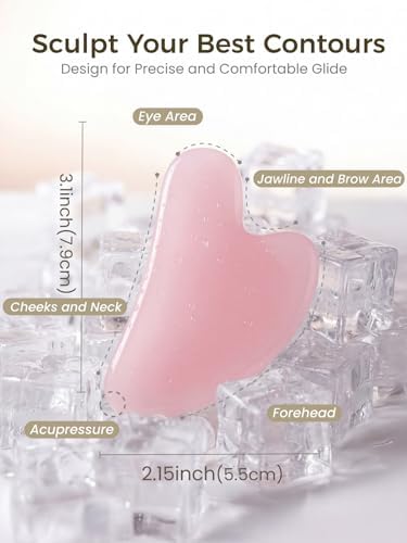 Gua Sha Facial Tools, Guasha Tool for Face Acupuncture Therapy Trigger Point Treatment, Gua Sha Scraping Massage Tool (Pink)