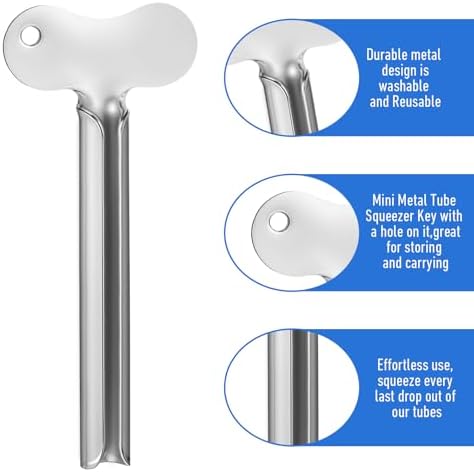 Mabor 3Pcs Toothpaste Tube Squeezer, Stainless Steel Metal Toothpaste Key Squeezer Roller Tube Wringer Dispenser Tools for Paint Cream Cosmetic Hair Dye