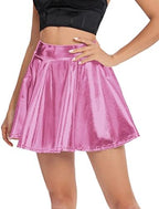 Urban CoCo Women's Shiny Flared Pleated Mini Skater Skirt
