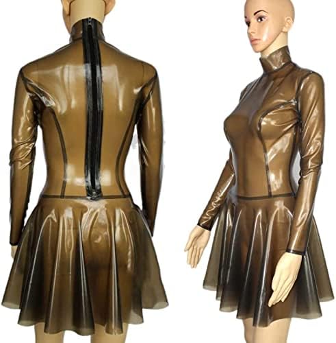 Transparent Latex Dress Sexy Latex Dress Back Zip,Transparent Black,Large