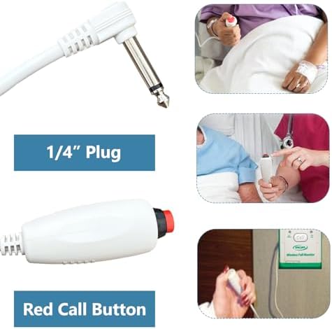 Nurse Call Cord, Red Button Momentary Call Cable for Nurse Station,10ft,6.35mm Plug