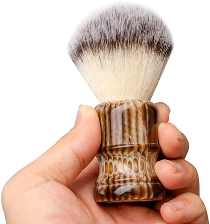 Grandslam Shaving Brush with Synthetic Hair, Cruelty-Free Shaving Cream Brush for Men, 100% Solid Resin Handle, Gently Exfoliates The Skin, 24mm Knot (Imitation rhinoceros horn)
