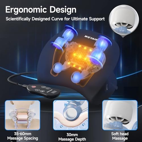 Neck Massager Pillow, Neck and Shoulder Relaxer with Heat, 3 Modes and Strengths, Neck Massager for Pain Relief Deep Tissue, Remote Control, Gift for Women Men Parents Christmas,Black
