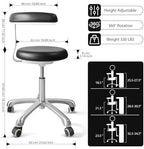 Medical Stool on Wheels with 360 Degree Swivel Armrests PU Leather Medical Stool, Height Adjustable, Salon, Shop, Home and Medical Dental Assistant Chair, Black
