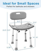HOMLAND Shower Chair for Inside Shower with Removable Back, 400 lbs Heavy Duty Bath Seat for Bathtub, Safety Bath Stool for Seniors and Disabled - Gray