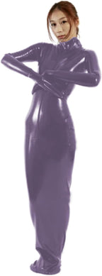 PVC Lockable Zipper Wear Two Side Shiny PVC Bag Sleeping Bag Bodysuit Costume Couple,Dark Purple,XXL