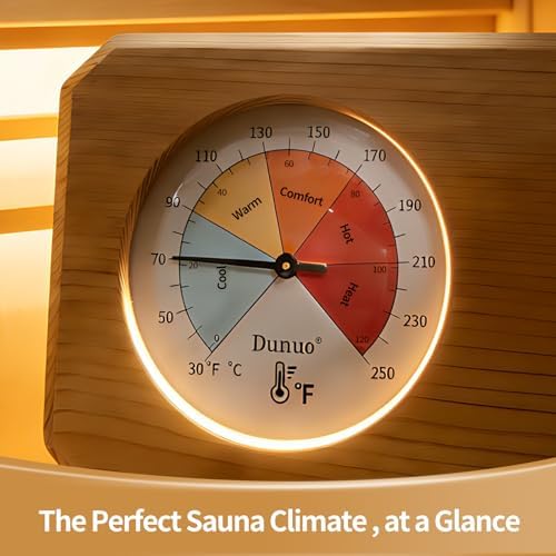 2-in-1 Sauna Thermometer & Hygrometer, Handmade from Canadian Red Cedar Wood, Fahrenheit & Celsius Dual Scale, Easy-Read Comfort Zone Indicator for Home Sauna Room
