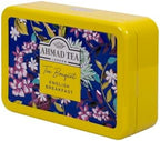 Ahmad Tea Floral Tea Tin Gift, Yellow Caddy, English Breakfast, 10 Tea Bags