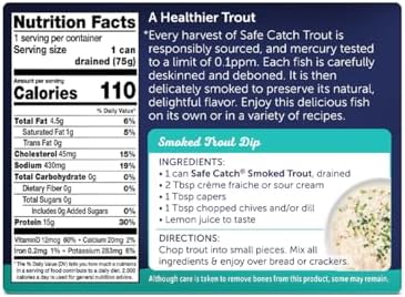 Safe Catch Smoked Rainbow Trout Fillets in Water, Skinless and Boneless Canned Fish, Mercury Tested, Pack of 12