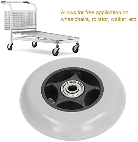 Wheelchair Wheel, 4in Outer Diameter Skidproof Low Noise Rubber Wheelchair Wheels Assembly, Walker Caster Replacement with Wheel Hub for Wheelchair, Walker, Rollator, Trolley