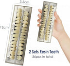 56 Pcs False Teeth Fake Teeth 2 Sets Synthetic Resin Dental Tooth, Upper and Lower Denture Tooth, Party Horror Prop Makeup DIY Replacement, 23 A2