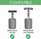 Linkidea 2 Pack Safety Razor Stand - Opening Dia 0.8" (2.2cm) Diatomite Men's Shaving Holder for Bathroom Countertops, Compatible With Vikings, Merkur Double Edge Safety Razor (Grey)