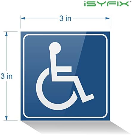 iSYFIX Handicap Signs Stickers Decal Symbol - 4 pack, 3x3 inch - Disable Wheelchair Sign, Disability Sticker, Premium Self-Adhesive Vinyl, Laminated, Indoor & Outdoor