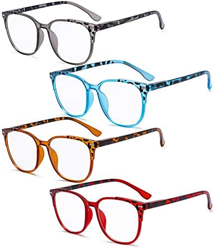 CessBlu Ladies Large Square Reading Glasses 4 Pairs Oversize Reader Eyeglasses for Women Reading
