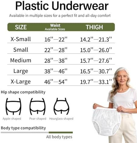 Adult Diaper Cover Plastic Pants, Washable Reusable Waterproof Underwear, Rubber Pants for Adults with Leak Protection, Adjustable Briefs for Incontinence Care (White, Large)