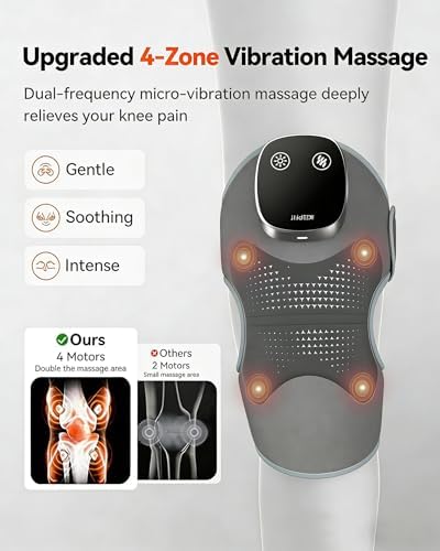 IKEEPFIT Knee Massager with Heat Vibration for Pain Relief MAXwarm 5.0[2026 Upgraded]-Heated Knee Brace with 5 Heat Levels and 4 Massage Motors, X-Warm Heat-Lock Tech, for Men Women(Grey, 2-Pack)
