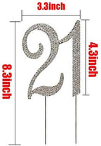 21st Rhinestones Cake Topper, Number 21 Birthday Adult Ceremony or Anniversary Party Decoration Ideas Perfect Keepsake (Silver)