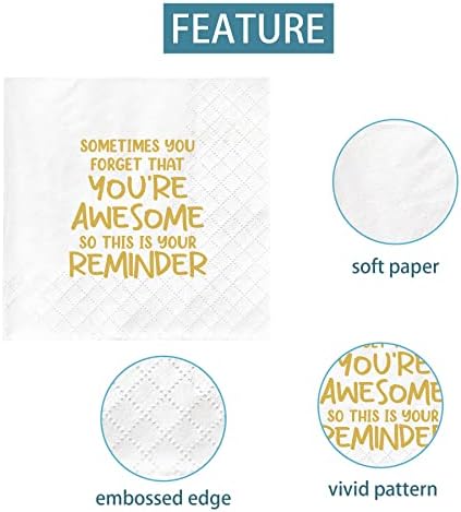 Joyiou Thank You Gifts Napkins, Inspirational Gifts for Women, Men, Coworker, Birthday Party Gift Supplies for Women, Best Friend, Daughter, Mom, Sometimes You Forget You are Awesome, 4.5x4.5In, 50Pcs