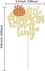 1Pc Little Pumpkin is on the Way Cake Topper Orange Glitter Boy Pumpkin Baby Shower Cake Topper Decorations for Autumn Little Pumpkin Themed Baby Shower Kids Boys Girls Birthday Party Supplies