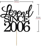 Legend Since 2006 Cake Topper 20th Birthday Happy Birthday Cake Topper Men and Women Cheer 20 Years Old Handmade Black Glitter Cake Decoration (2006)