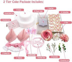 DTESL Gifting Cash Gift Boxes,Happy Birthday Day Money Gift Box,Money Flower Cake Fake Cake Gift Box，DIY Surprise Birthday Gift Box，for Birthday/Valentine's Day Unique Surprise Gift (Pink-two tier)