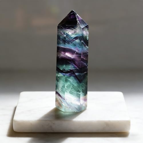 Colorful Striped Fluorite Crystal Wand - 4-7CM Hexagonal Healing Stone