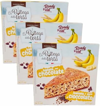 Chocolitaly Pack of 3 Wholemeal Buckwheat Brown Sugar Cakes – Soft Pound Coffee Pastry – Individually Boxed Premium Bakery Fresh Snack Cake Dessert – Ready to Serve – Banana Chocolate – Made in Italy