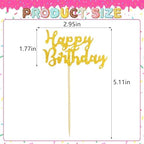 12 Pcs Happy Birthday Cupcake Toppers, Gold Glitter Cupcake Decorations for Adult or Children Birthday Party Decorations