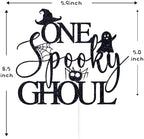 Black Glitter One Spooky Ghoul Cake Topper, Spooky One/Happy 1st Halloween, Ghost Baby's 1st Birthday Baby Shower Party Decorations Supplies