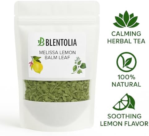 Blentolia Melissa Lemon Balm Leaf – Calming Herbal Tea – Caffeine-Free, 100% Natural – Soothing Lemon Flavor – Loose Leaf Herbal Infusion – 16g