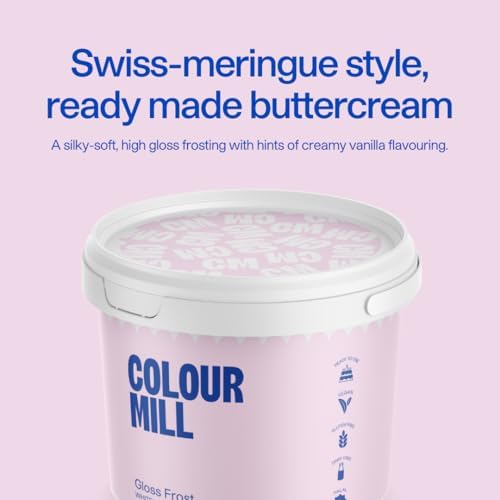 Colour Mill Swiss-Meringue Style Buttercream Frosting – High Gloss Vegan Icing for Cakes & Cupcakes – Designed for Oil-Based Coloring & Smooth Finishes - 2 Liter (4.4LBS) White
