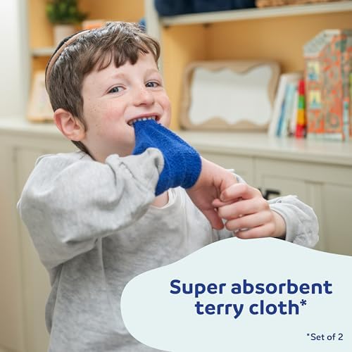 Fun and Function Terrycloth Chewy Wristband for Kids with Sensory Processing and Sensory Motor Needs - Biting Bands for Moderate Chewers - Extremely Absorbent - Set of 2 - Blue