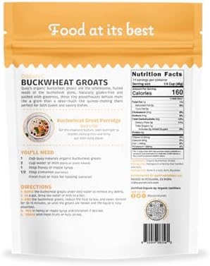 Quay Naturals Organic Buckwheat Groats 1.5 lb | Gluten-Free Ancient Grain Alternative | Non-GMO, Whole Buckwheat Groats, Vegan | Ideal for Hot Cereal, Porridge, Salads & Baking
