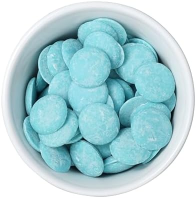 Light Blue Chocolate Melting Wafers, 12 Ounce Bulk Bag, Light Blue Chocolate, Light Blue Candy, Melting Chocolate Candy Discs For Baking, Dipping, Decorating - The Hampton Popcorn & Candy Company