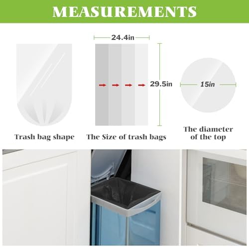 10 Gallon 200 Counts Extra Strong Trash Bags Tall Kitchen Garbage Bags by Teivio, 9 Gallon 10 Gallon,Bathroom Trash Can Bin Liners, Intended for Home,Plastic Bags for office kitchen Garden,Black