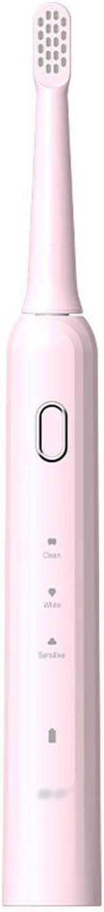 BNEI Sonic Electric Toothbrush, 3 Modes, 2-Min Smart Timer, 2 Replaceable Brush Heads, 27,000 Beats/Min, Black/Gray/Pink (Pink)