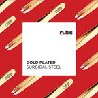 Rubis Classic Stainless Steel Slanted Tweezers for Precise Eyebrows and Hair Removal, The Gold Collection, Gold, 1K103