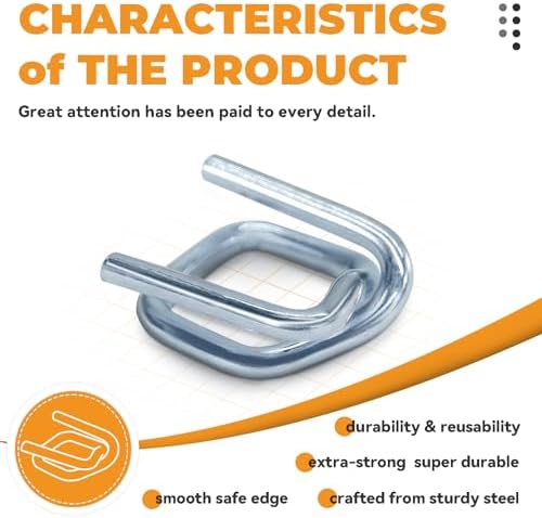 1/2" Galvanized Banding Strapping Metal Wire Buckle for Packaging Pallet Polypropylene Poly Woven Composite Cord Strap Nylon Band (100 Pcs)