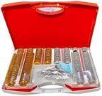 Professional Optical Trial Lens Set, Gold and Silver Metal Lenses with Red Storage Case, Vision Testing Equipment