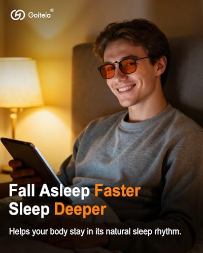 Goiteia Orange Blue Light Blocking Glasses Clip on for Migraine-Gaming Glasses for Eyes Strain/Light Sensitive-Help to Sleep