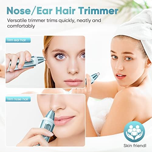 Ear and Nose Hair Trimmer Clipper - 2026 Professional Painless Eyebrow & Facial Hair Trimmer for Men Women, Battery-Operated Trimmer with IPX7 Waterproof, Dual Edge Blades for Easy Cleansing Blue