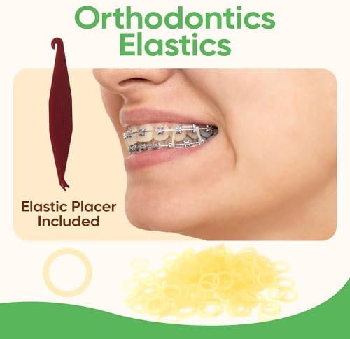 Orthodontic Rubber Bands for Braces 3/16 Medium Force 3.5 oz - 100 Pack, Natural, Elastic Braces Rubber Bands, Orthodontic Elastics for Fixing Tooth Gaps, Dreadlocks, Includes Free Elastic Placer