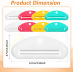 8 Pcs Toothpaste Tube Squeezer Tool, Plastic Clip Dispenser for Toothpaste & Cosmetics, Prevents Waste (4 Colors, 3.42 x 1.45 in)