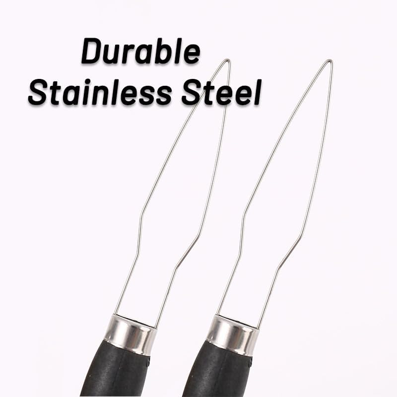2 Pack Easy Button Hook - Button Assist Device Helper Tool - Stainless Steel Button Fastener Tool for Easy Button - One Hand Dressing Aids (2 Pack)